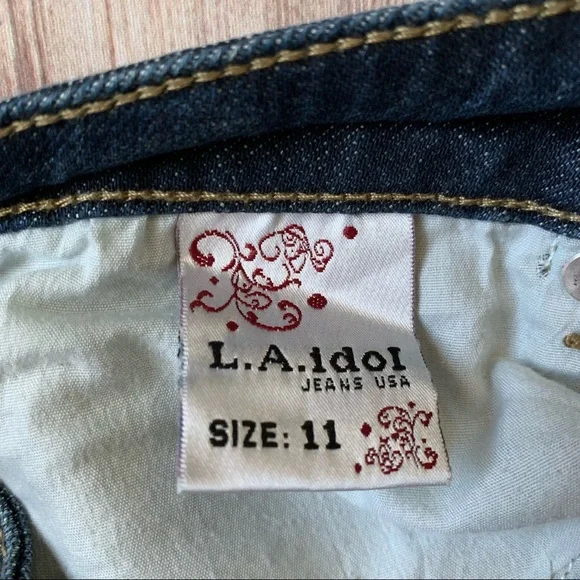 LA Idol Embellished Denim Jeans Size 11 - Picture 4 of 5